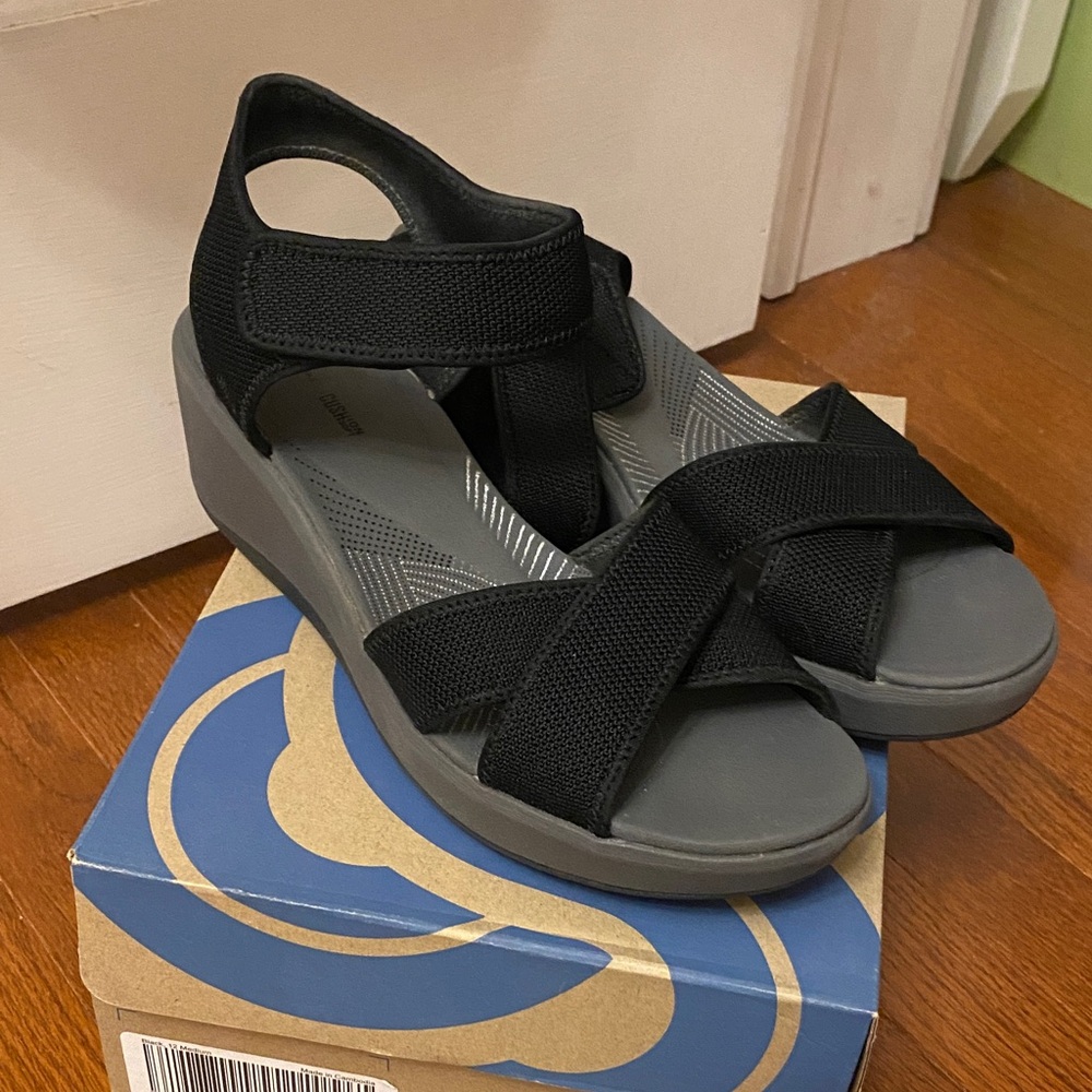 Clarks Black and Gray Women's Sandals